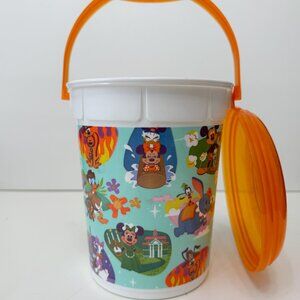 Disneyland Orange Popcorn Bucket with Characters and Attractions